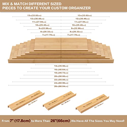 Bamboo Spice Rack Drawer Organizer - 8 Pieces Set- 9" Wide Per Piece - Combine Pieces Into 18" Wide Rack (9" or 18") - size: 18"