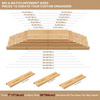 Bamboo Spice Rack Drawer Organizer - 8 Pieces Set- 9" Wide Per Piece - Combine Pieces Into 18" Wide Rack (9" or 18") - size: 18"