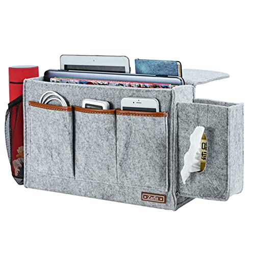 Zafit Bedside Caddy, Large Size Bedside Storage Organizer Bedside Organizer Caddy for Magazine Remotes Phone (13.4'' x 18.1'' Tissue box holder, Light Grey) - color: Light Grey, size: 13.4'' x 18.1'' Tissue box holder