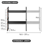 2Pack 16.5-27’’L Expandable Kitchen Shelf Organizer, Stackable Shelves Organizer, Adjustable Height Pantry Spice Rack for Cabinet, Countertop, Pantry and Cupboard, Black - size: 2Pack-Common-10.2''Wx(16.5-27'')Lx9.6''H-Black