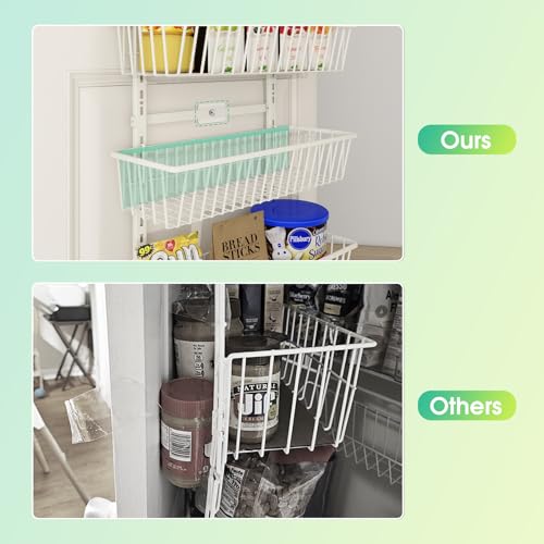 Mefirt White 9-Tier Over The Door Pantry Organizer, Pantry Organization and Storage, Deep Baskets Hanging Heavy-Duty Metal, Wall Spice Rack Seasoning Shelves for Home & Kitchen, Laundry Room Bathroom - color: White, size: 9-Tier (16.54"W)