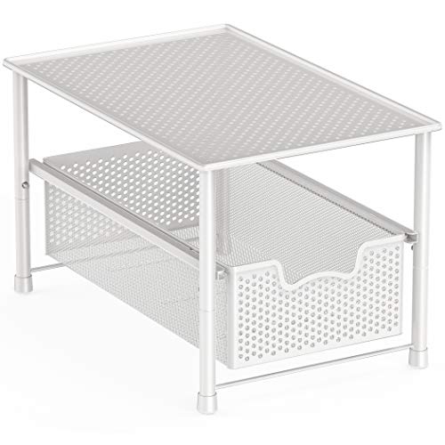 Simple Houseware Stackable Under Sink Cabinet Sliding Basket Organizer Drawer, White - color: White