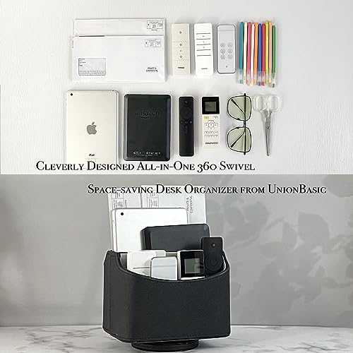 UnionBasic Rotating Desk Organizer, 360 Desk Spinning Caddy, Desktop TV Guide/Mail/Media/Remote Controller Holder Organizer,Fishskin Black - color: Fishskin Black