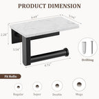BWE Matte Black Toilet Paper Holder with Marble Shelf, Toilet Paper Roll Holder Wall Mounted, Toilet Paper Roll Holder with Phone Shelf 304 Stainless Steel Tissue Holder for Bathroom Washroom - color: Black