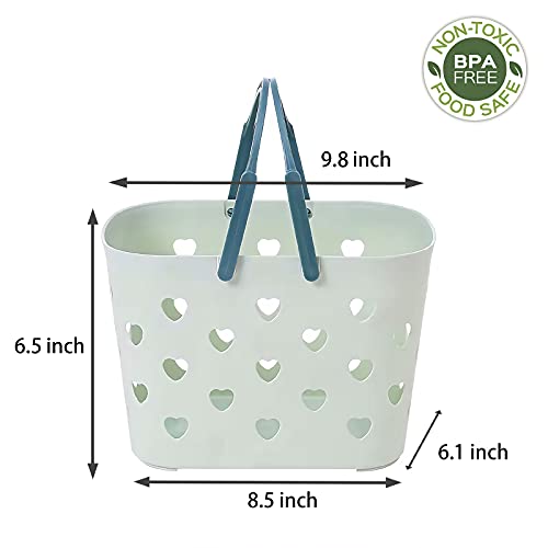 Anyoifax Portable Shower Caddy Tote Plastic Storage Basket with Handle Box Organizer Bin for Bathroom, Pantry, Kitchen, College Dorm, Garage - Green - color: Green, size: 1 Pack