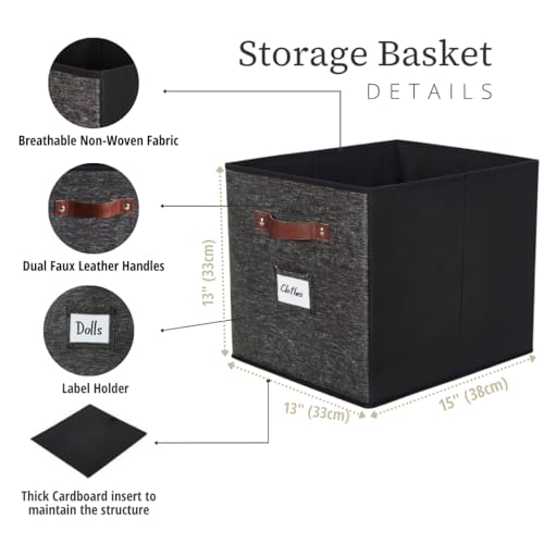 DECOMOMO Storage Baskets, 13x15x13 Storage Cube Bins with Labels for Organizing Shelves Kallax (Kallax / 4pcs, Black Pattern) - color: Black Pattern, size: Kallax 13" x 15" / 4pcs