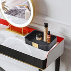 Luxury Leather Valet Tray Desktop Storage Organizer,Bedside Vanity Catchall Tray Nightstand Caddy Holder for Cosmetic,Jewelry,Watch,Keys,Phone,Wallet,Remote Controller,Pen,Black - color: Black