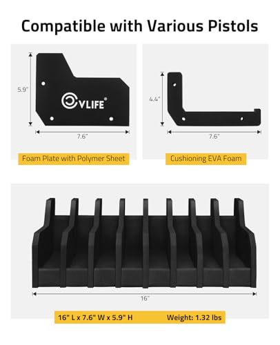 CVLIFE Foam Pistol Rack for Gun Safe Shelf Pistol Holder Gun Safe Cabinet Accessories Handgun Rack Pistol Stand for Storage - size: 8 Slots