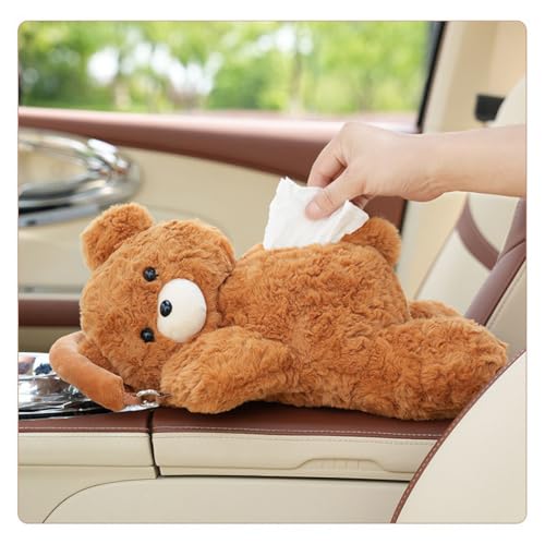Cute Tissue Box Cover Plush Tissue Box Holder for Car, Home, Decorative Holder/Organizer for Bathroom Vanity Countertop, Nightstands, Office Desk-Bear02 - color: Bear 02
