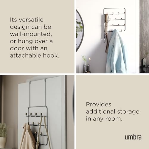 Umbra Estique Over The Door Coat Rack & Multi-Use Organizer, for Coats, Bags, Hats & More, Black/Walnut - color: Black/Walnut, size: Large