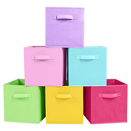 ShellKingdom Foldable Fabric Storage Cubes And Cloth Organizer Drawer For Closet And Toys, 6 Pack (6 Colors) - color: 6 Colors, size: 6