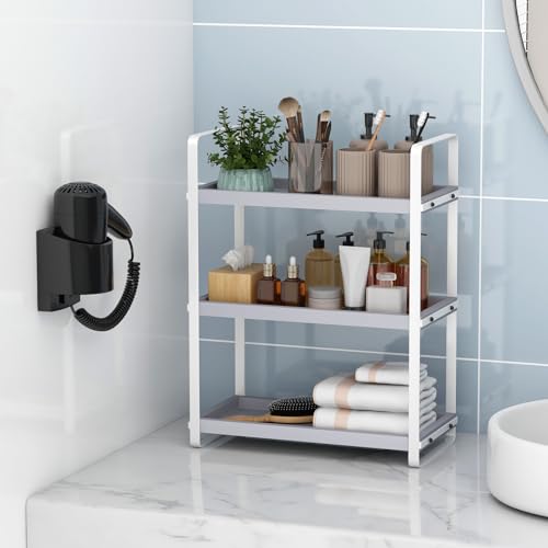HNRLOY Bathroom Counter Organizer,Bathroom Countertop Organizer,Counter Shelf,Countertop Storage,Organization and Storage,Makeup Shelf,Sink Caddy(Grey 3 Tier) - color: Grey 3 Tier