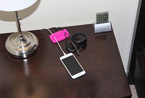 Heaviest Cable Organizer on The Market! Compact and Weighted Desktop Cord Holder and Cable Organizer, Eco-Friendly Silicone, No Bad Smell, Bundled with 4 Reusable Cable Ties! (Fuchsia Pink) - color: Fuchsia Pink, Standard
