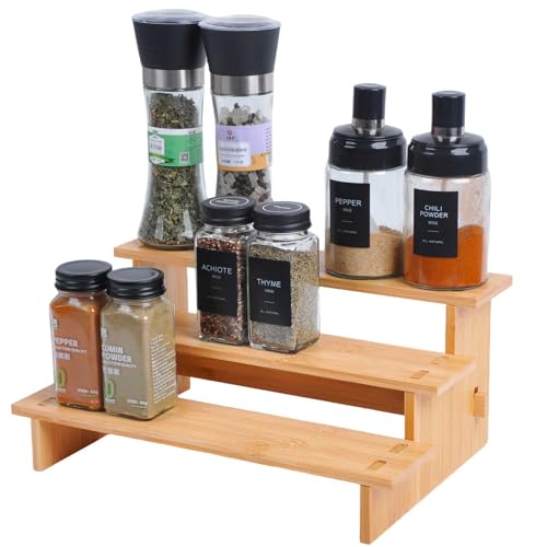 JinDoWin 3 Tiered Spice Rack Organizer for Cabinet,Spice Organization for Cabinet, Seasoning Organizer,Spice Shelf and Spice Organizer for Cabinet,Pantry Organizers and Storage (1 Pack, Small) - color: 1 Pack, size: Small