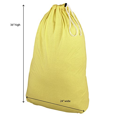 Household Essentials Polyester Jersey Drawstring Laundry Bag with Cordlock, Pastel Yellow - style: Yellow