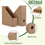 EXYGLO 12 Pack Brown Magazine File Holder, Cardboard Magazine Rack with Label, Foldable Storage Organizer Box for Book, Documents, 10x3.3x12 Inches - color: Brown