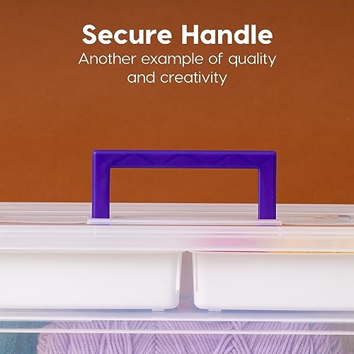 IRIS USA 9 Qt. Plastic Craft Storage Container Bins with Lids, 1 Pack, Small Art & Office Supply Organizer Tote, Sensory Bins & Boxes for Home & University, Latchable, Stackable, Portable, Clear - size: 9 Qt. - 1 Pack, style: STACK & CARRY - 2 Layered