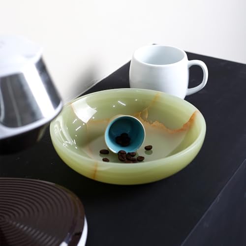 Luxury Decorative Marble Bowl for Home Decoration, Green Onyx Key Bowl for Entryway Table, Catchall for Coins, Change, Candy, Organizer Marble Tray - color: Round-Green Onyx