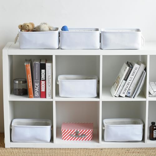 TheWarmHome Storage Basket for Gifts Empty - 11.8x7.8x5.2 inch 1 Pack Fabric Storage Cubes, Nursery Organizers and Storage for Closet Cloth Toy Book (White) - color: White Color, size: Small -11.8Lx7.9Wx5.2H