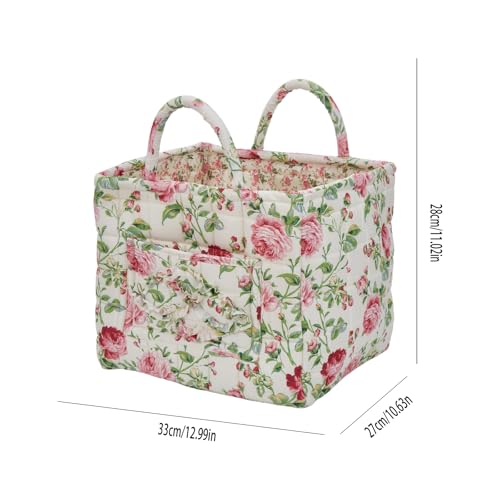Quilted Laundry Basket with Handles, Aesthetic Collapsible Fabric Storage Basket for Clothes, Diapers & Toys - Multi-Purpose Boho Organizer Tote for Car, Home & Picnic (F) - color: F