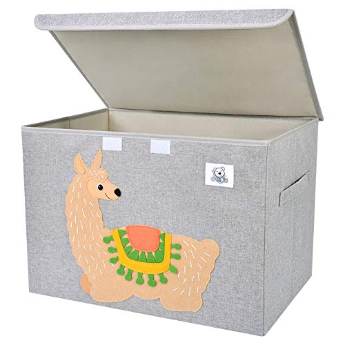 CLCROBD Foldable Large Kids Toy Chest with Flip-Top Lid, Collapsible Fabric Animal Toy Storage Organizer/Bin/Box/Basket/Trunk for Toddler, Children and Baby Nursery (Llama) - color: Llama