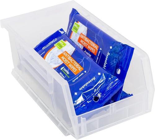 Akro-Mils 30220 AkroBins Plastic Storage Bins, Space-Saving Stackable Bins for Garage, Pantry, Craft Organization, 7" x 4" x 3", Clear, 24-Pack - color: Clear