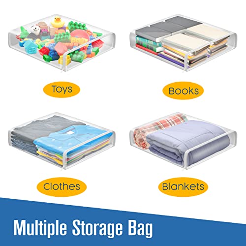 Houseables Sweater Bags Moth Proof, Clothing Storage Bags, with Zipper, Sweater Storage, Clear Zippered Organizers, Clothes, Blanket, Linen, Bedding, Quilt, Vinyl Plastic Protectors, 18x15x4”, 5 Pack. - size: 18"x15"x4"