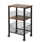 Hadulcet Small End Table, 3-Tier Side Table with Storage Basket, Industrial Style Side End Table for Living Room Bedroom Kitchen Bathroom, Rustic Brown