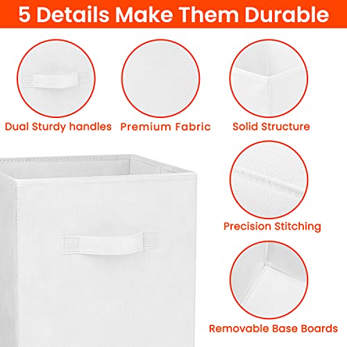 Criusia Storage Cubes - 13 Inch Heavy Duty Fabric Storage Bins for Shelves Closet Cube Organizer - 8 Pack Collapsible Cube Storage Bins Baskets for Clothes Blankets Toys - Nursery Organization (White) - color: White, size: Large -13 inches