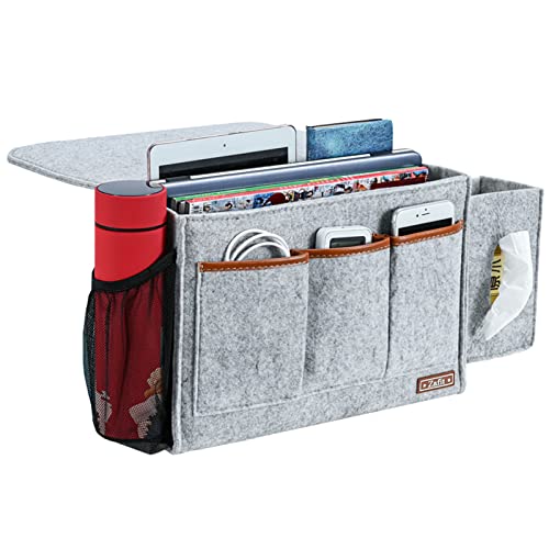 Zafit Bedside Caddy, Large Size Bedside Storage Organizer Bedside Organizer Caddy for Magazine Remotes Phone (13.4'' x 18.1'' Tissue box holder, Light Grey) - color: Light Grey, size: 13.4'' x 18.1'' Tissue box holder
