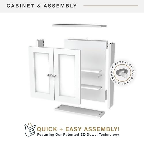 MCS 23x18 White Medicine Cabinet Organizer, Wall Mounted 2-Door Bathroom Cabinet for Over-The-Toilet Storage, Bathroom Furniture & Restroom Organizer - size: 23x18 2-Door