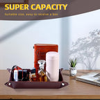 Valet Tray for Men Women - PU Leather Travel Catchall Tray Organizer - Rectangle - color: Dark Brown 2