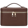 Makeup Bag Vanity Case for Women – Portable Cosmetic Bag Makeup Bag Organizer Travel Toiletry Bag with Removable Divider - color: Dark Brown