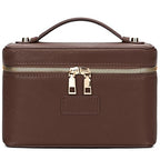 Makeup Bag Vanity Case for Women – Portable Cosmetic Bag Makeup Bag Organizer Travel Toiletry Bag with Removable Divider - color: Dark Brown