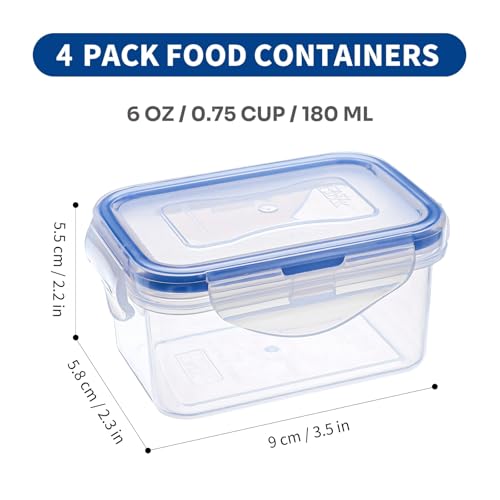 KIGI Small Food Storage Containers with Airtight Lids, 4-Sided Locking Lids, Reusable BPA-Free Plastic, Leakproof for Snack, Lunch, Meal Prep, Portion Control & Purees, 6 oz / 0.75 Cup, 8 Piece Set - size: 0.75 cup (8-Piece) A