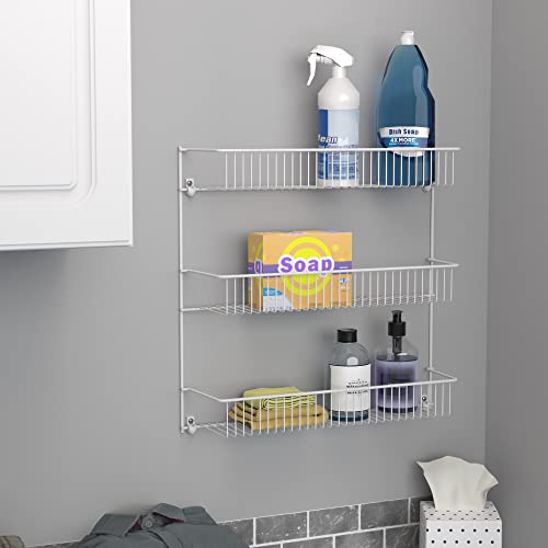 ClosetMaid 3-Tier Hanging Wall Mounted Metal Rack for Spices, Shelf Storage, Pantry Organization, Laundry, Kitchen, Bathroom, White, 8022 (Pack of 2) - size: 18-Inch Wide (Pack of 2), style: 3-Tier