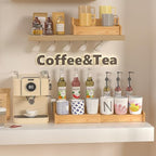 Hongtamoya 2-Tier Expandable Bamboo Coffee Mug Holder, Mug Organizer for Kitchen Cabinets, Mug Cup Rack, Multi-Functional Cup Holder Shelf, Coffee Bar Organizer, Home - size: (11.61~22.44'')L*8.86''W*4.53''H