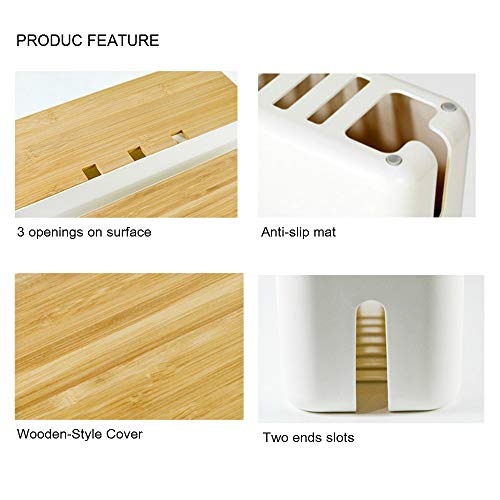 Cable Management Box| Power Stripe Organizer|Cord Organizer Box| Hide and Conceal Power Strips and Electrical Cords from TVs, Computers, and Desks| Keep Pets Safe (White Large) - color: White Large