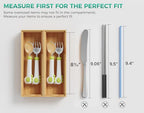 Bamboo Kitchen Drawer Organizer Boxes – 9" x 3" Stackable Wood Silverware Utensil Tray for Drawers Bins, Cutlery & Flatware Storage – Wooden Organizers Set of 2 for Junk Drawer, Bathroom, RV - size: 9" x 3" x 2"