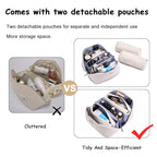 BOYATU Travel Makeup Bag for Women: Cosmetic Organizer Bag with Compartments - Leather Make up Bags Set of 3 (G-2-White) - color: G-2-White