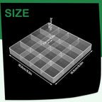 4 PCS Stackable 16 Grids Jewelry Organizer Tray, Clear Earring Display Stand Ring Storage Tray Plastic Drawer Organizer for Makeup, Accessories, Desk, Vanity
