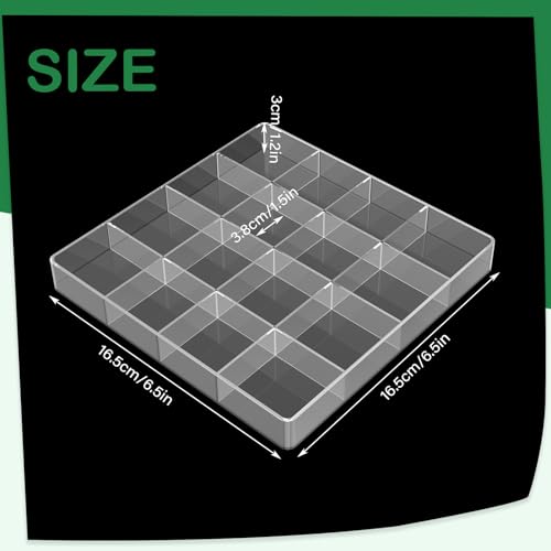 4 PCS Stackable 16 Grids Jewelry Organizer Tray, Clear Earring Display Stand Ring Storage Tray Plastic Drawer Organizer for Makeup, Accessories, Desk, Vanity