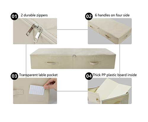 iwill CREATE PRO 39.4" Ultra-Length Foldable & Washable Underbed Storage Organizer Containers for Clothing, Shoes, Bedding - Ideal for Bedroom, College Dorm (Black Gray), Beige - color: Beige