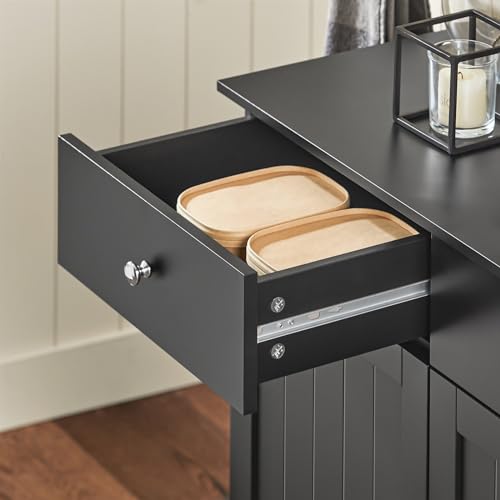 Haotian Tilt-out Bathroom Laundry Cabinet Hidden Hamper Organizer with Double Baskets and Drawers Storing Unit Storage Chest Cupboard, Black BZR33-SCH - color: Black, size: 2 Baskets