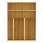 JoyJolt Bamboo Drawer Organizer, 7-Compartment Silverware Organizer, Cutlery and Utensil Organizer, Drawer Organizers for Garage, Kitchen, and Bathroom, Organizer Drawers for Kitchen Utensils