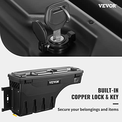 VEVOR Truck Bed Storage Box, Lockable Lid, Waterproof ABS Wheel Well Tool Box 6.6 Gal/20 L, Compatible with Chevrolet Silverado 1500 GMC Sierra 1500 2019-2020, Driver Side, Black - size: Driver Side, style: Chevrolet Silverado