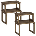 HOOBRO Cabinet Organizer Shelf, Set of 4 Kitchen Counter Shelves, Expandable Kitchen Storage, Stackable Bamboo Spice Rack, for Kitchen, Countertop, Office Desk, Living Room, Mocha MA20TLP201 - color: Mocha