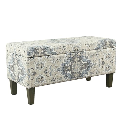 HomePop Large Decorative Storage Bench - Antiqued Blue - color: Antiqued Blue