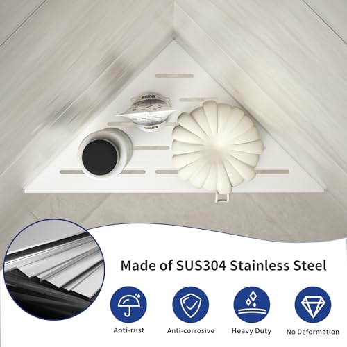 Corner Shower Shelf, 304 Stainless Steel with Slot Design for Bathroom Storage, Grout in Shelf for Tiled Wall (White, 10"-2 Pack) - color: White, size: 10"-2 Pack