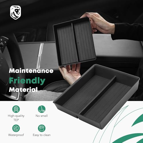 YHTAUTO Center Console Lower Tray Fit 2024 2025 2026 Tesla Model 3 Highland, Center Control Console Lower Bottom Storage Box with Non-Slip Armrest Interior Accessories 1PC - style: 1PC Center Console Lower Tray
